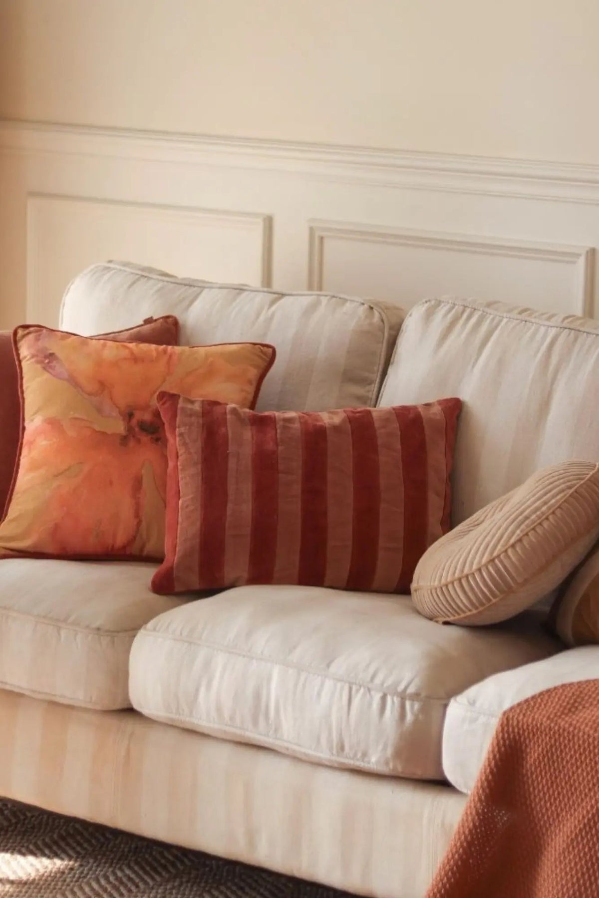 Luna Sandstone Velvet Round Cushion SanctuaryLiving