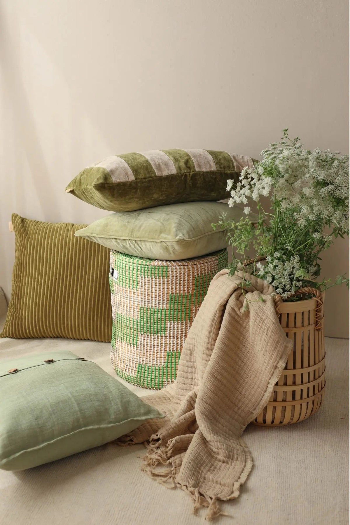 Luna Olive Velvet Cushion Cover SanctuaryLiving