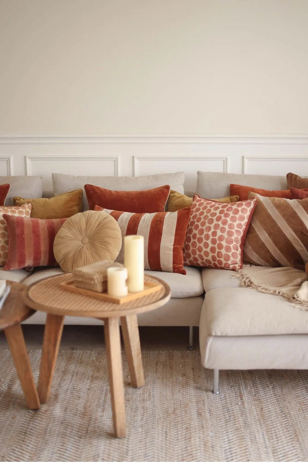 Cuddle Oatmeal Velvet  Round Cushion SanctuaryLiving