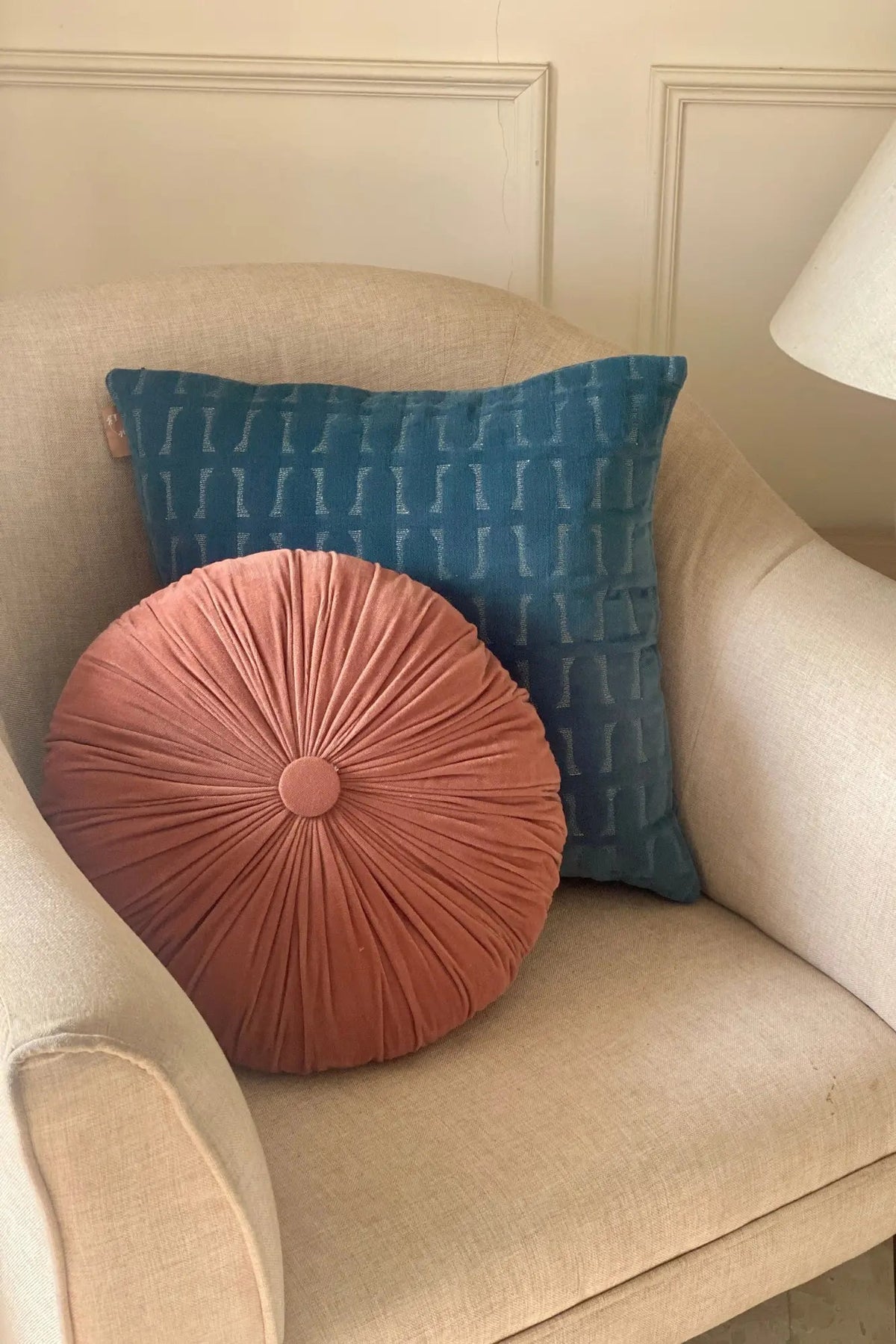 Twig Azure Embroidered Velvet Cushion Cover SanctuaryLiving