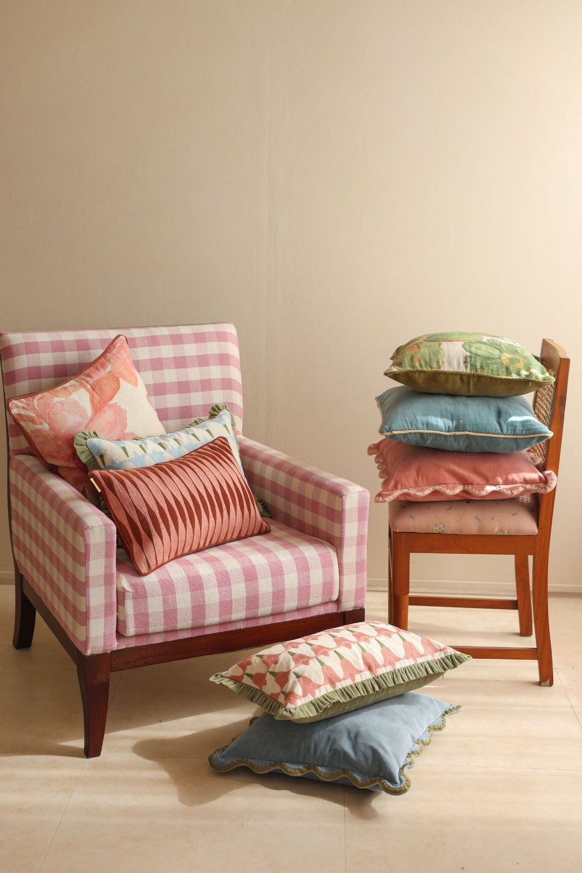 Cushion Cover | Mirage Scallop Rhubarb Cushion Cover