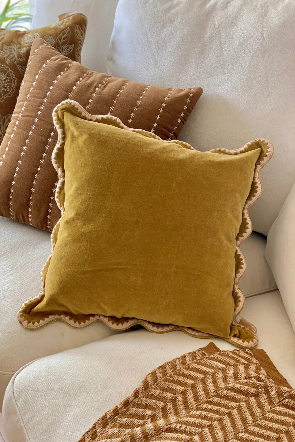 Mirage Scallop Deep Ochre Cushion Cover SanctuaryLiving
