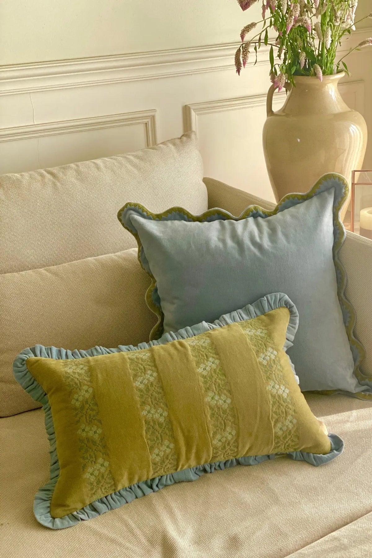 Cushion Cover | Mirage Scallop Soft Blue Cushion Cover by Sanctuary Living