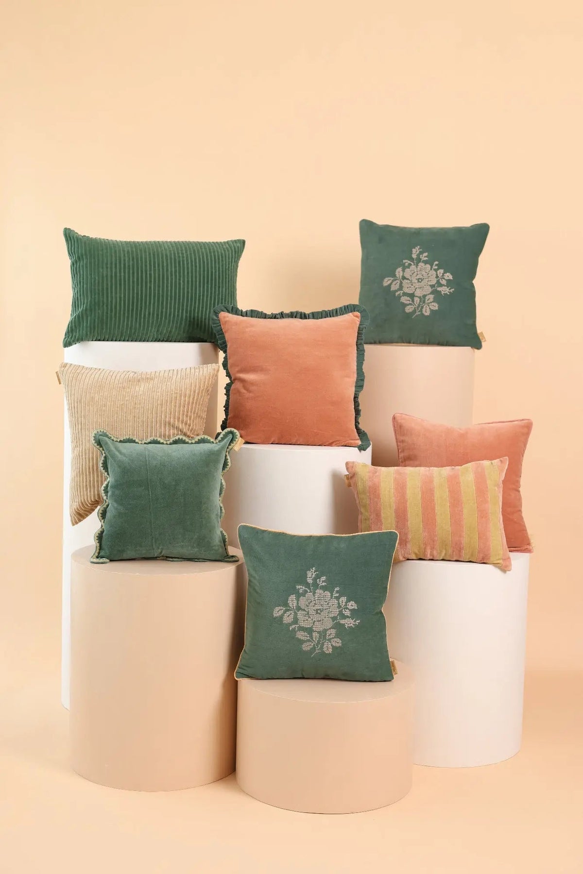 Camellia Eucalyptus Cross Stitch Cushion Cover SanctuaryLiving