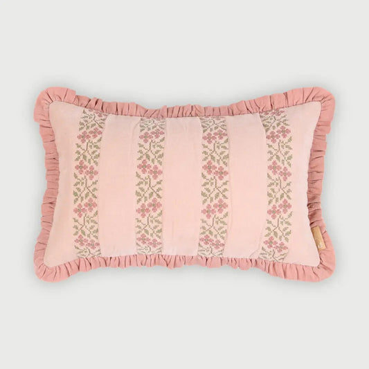 Heather Baby Pink Cross Stitch Oblong Cushion Cover SanctuaryLiving