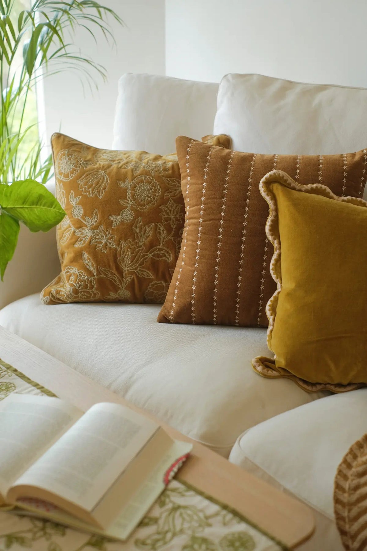 Rosabelle Chintz Deep Ochre Cushion Cover SanctuaryLiving