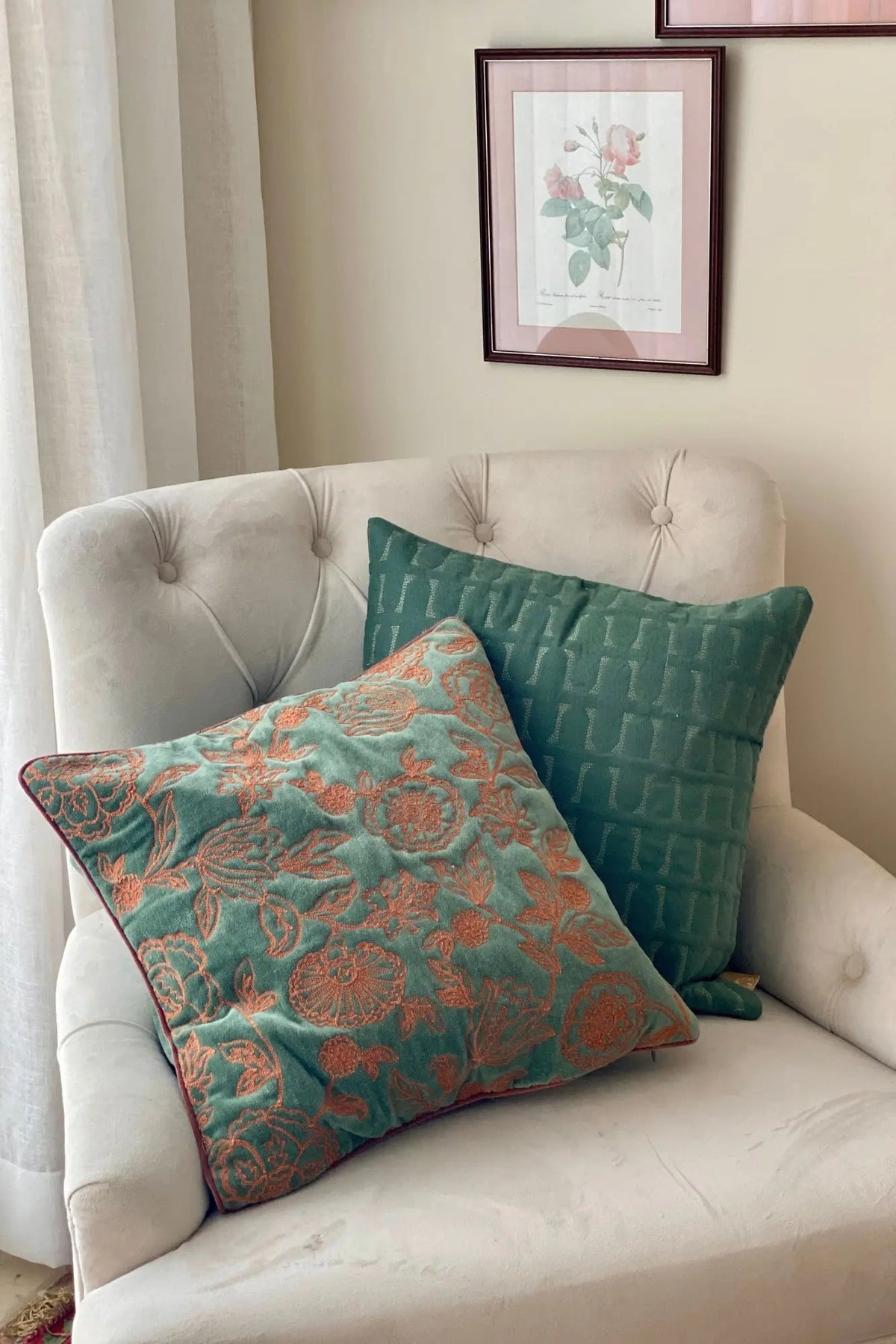 Rosabelle Chintz Eucalyptus Cushion Cover SanctuaryLiving