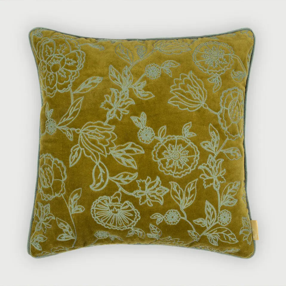 Rosabelle Chintz Olive Cushion Cover SanctuaryLiving