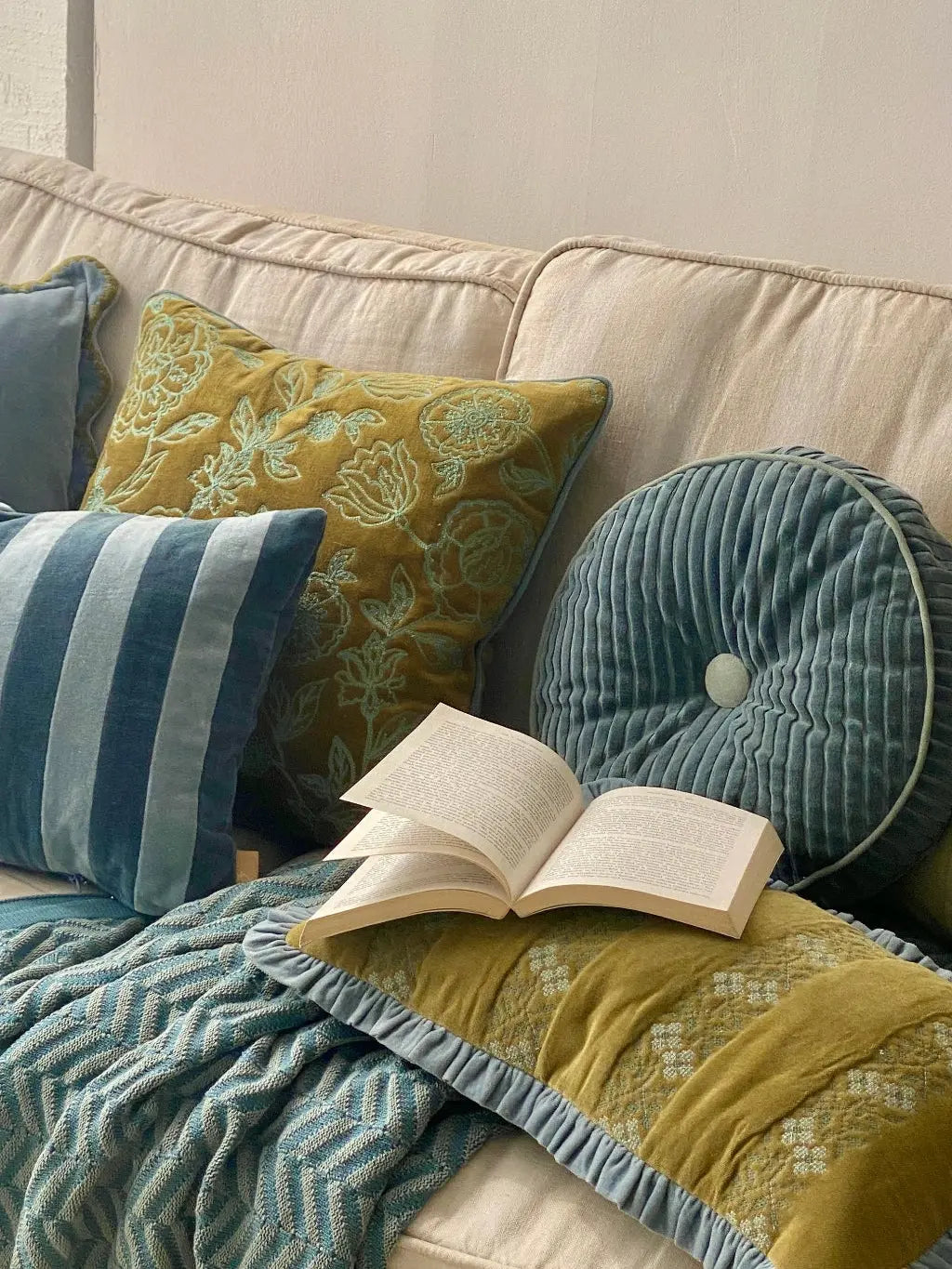 Rosabelle Chintz Olive Cushion Cover SanctuaryLiving