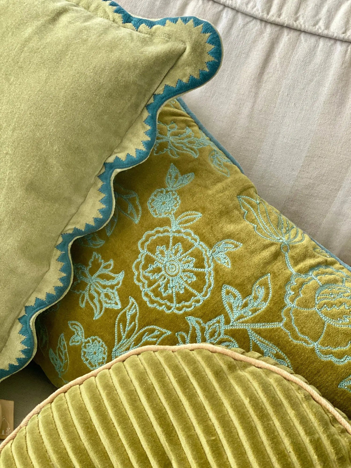 Rosabelle Chintz Olive Cushion Cover SanctuaryLiving