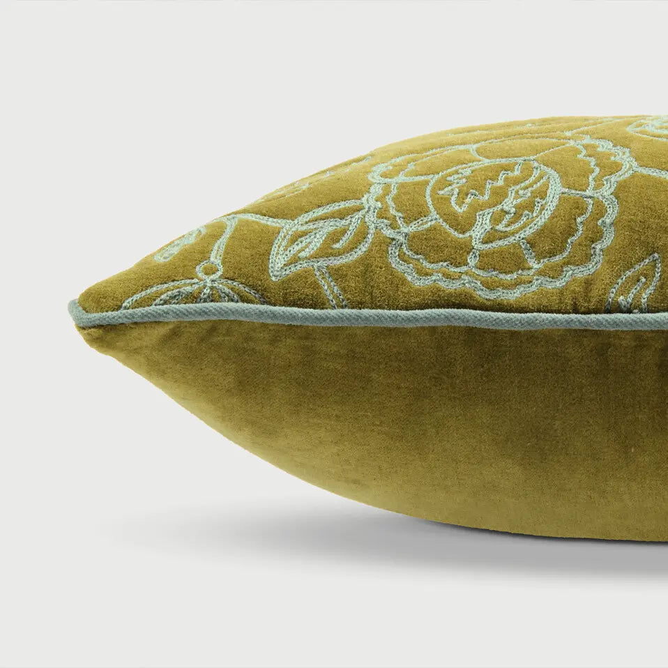 Rosabelle Chintz Olive Cushion Cover SanctuaryLiving