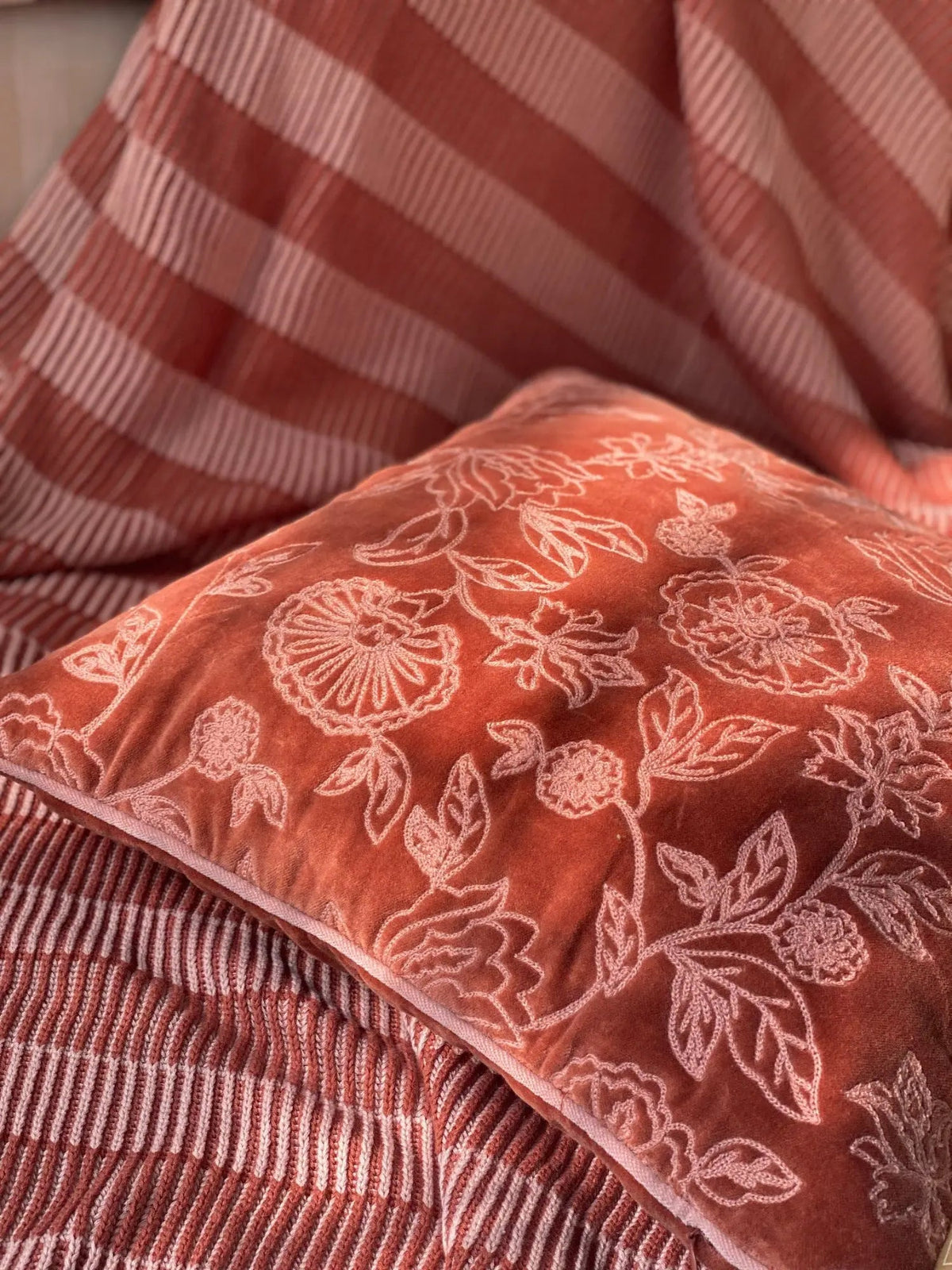 Rosabelle Chintz Rhubarb Cushion Cover SanctuaryLiving