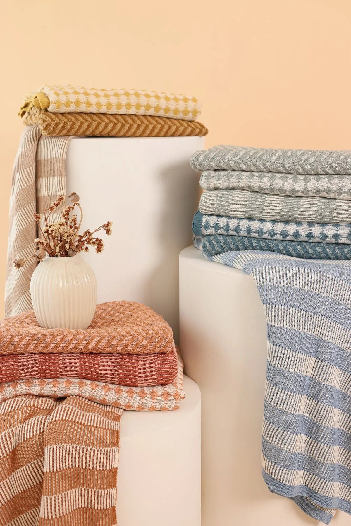 Ivy Ochre Cotton Knitted Throw SanctuaryLiving