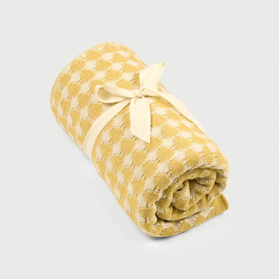 Ivy Ochre Cotton Knitted Throw SanctuaryLiving