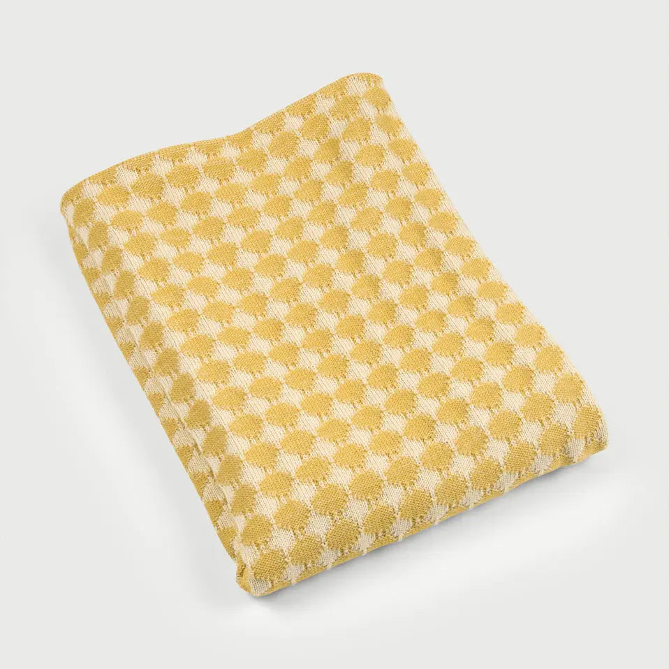 Ivy Ochre Cotton Knitted Throw SanctuaryLiving