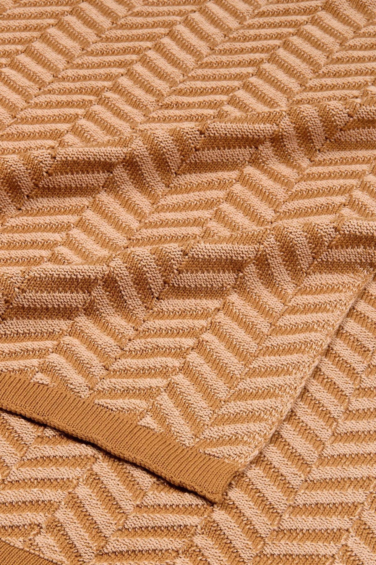 Chevron Brown Cotton Knitted Throw SanctuaryLiving
