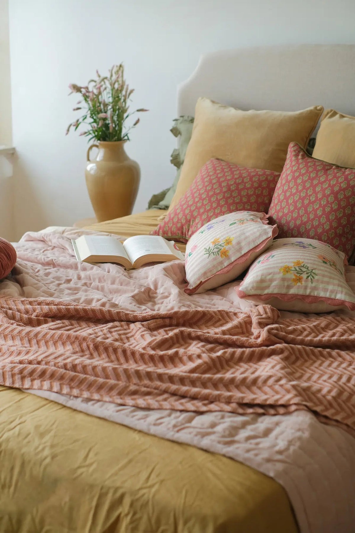 Chevron Brown Cotton Knitted Throw SanctuaryLiving