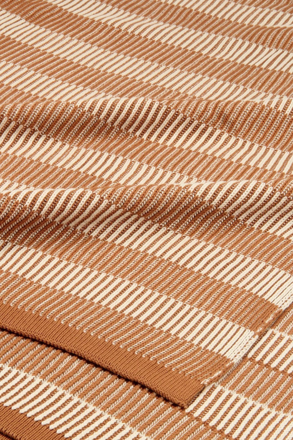 Striped Brown Cotton Knitted Throw SanctuaryLiving
