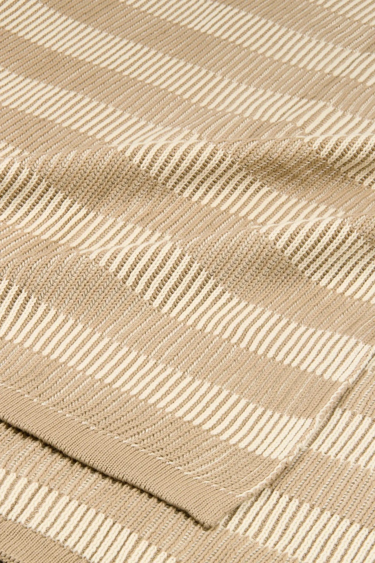 Striped Beige Cotton Knitted Throw SanctuaryLiving