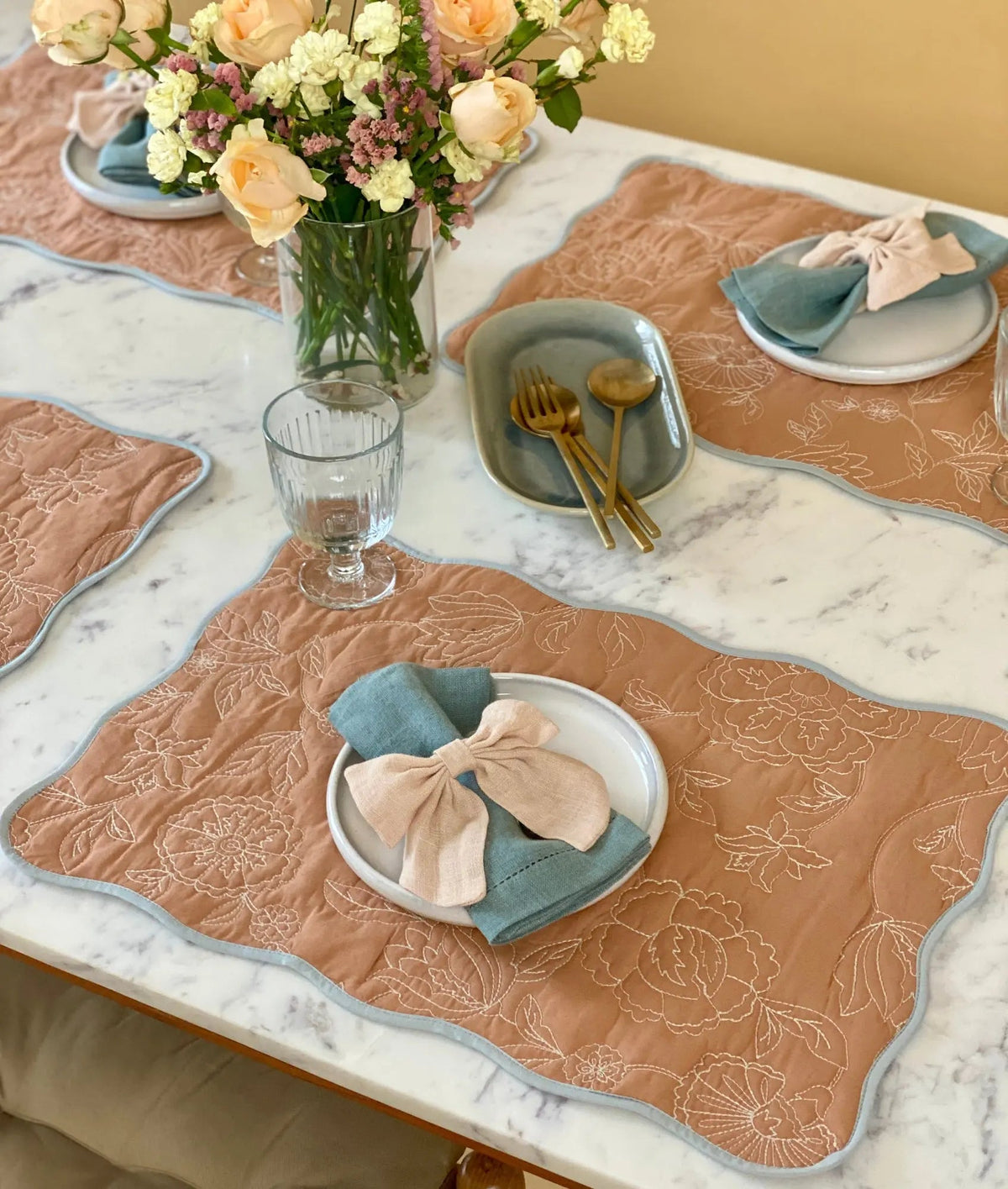 Rosabelle Chintz Spice Scallop Mats-Set of 2 SanctuaryLiving