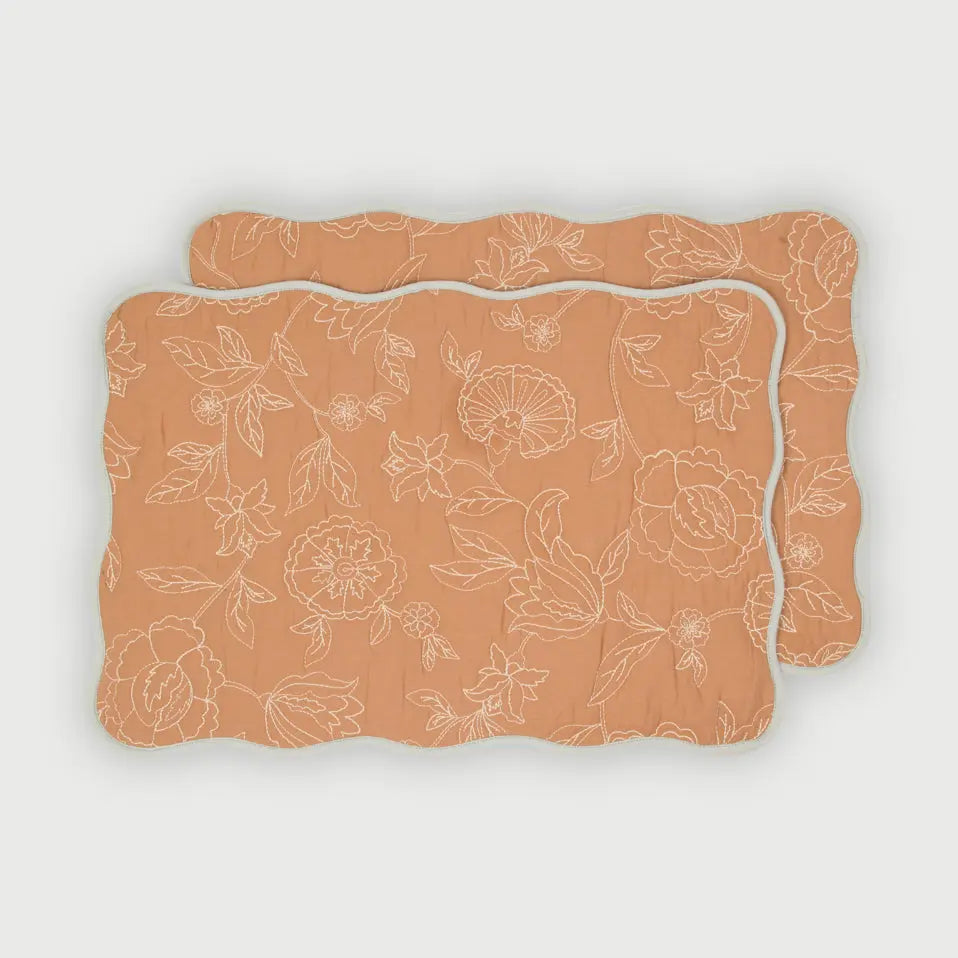 Rosabelle Chintz Spice Scallop Mats-Set of 2 SanctuaryLiving