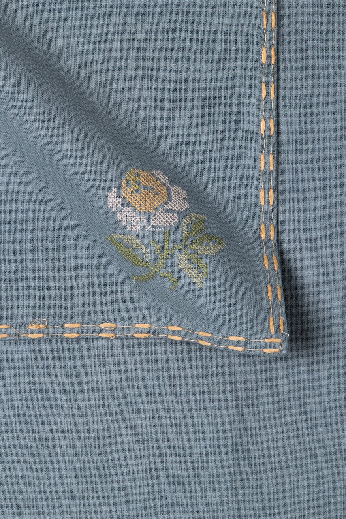 Florette Soft Blue Cross Stitch Napkins-Set of 2 SanctuaryLiving