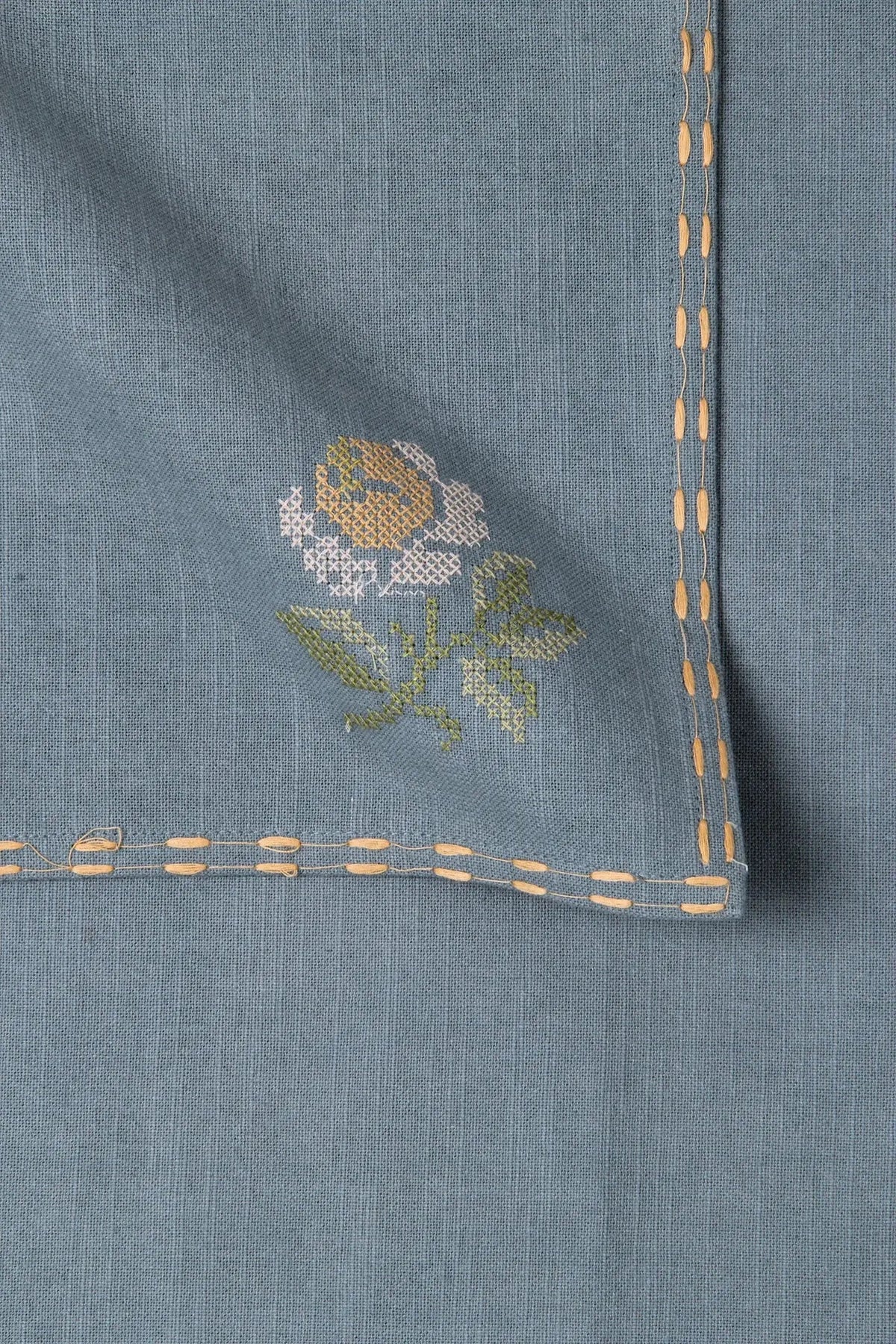Florette Soft Blue Cross Stitch Napkins-Set of 2 SanctuaryLiving
