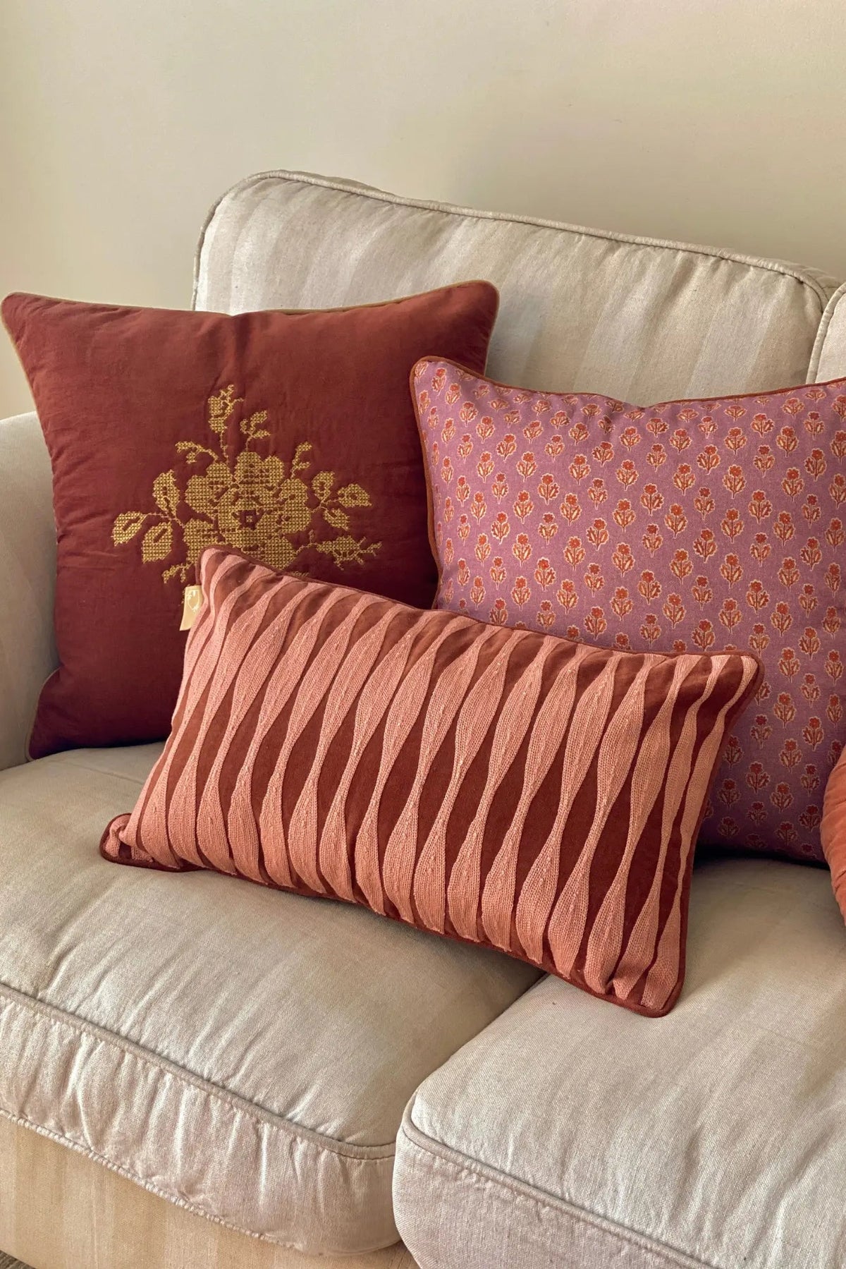 Cushion Cover | Ripple Rhubarb Oblong Cushion Cover by Sanctuary Living