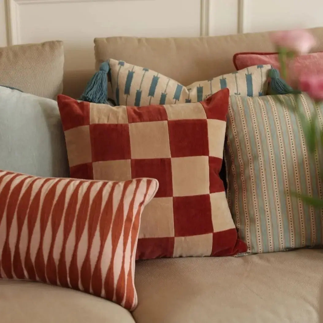 Fig Rhubarb Velvet Cushion Cover SanctuaryLiving