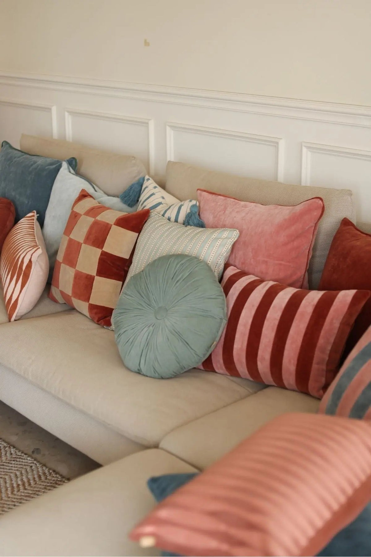 Fig Rhubarb Velvet Cushion Cover SanctuaryLiving