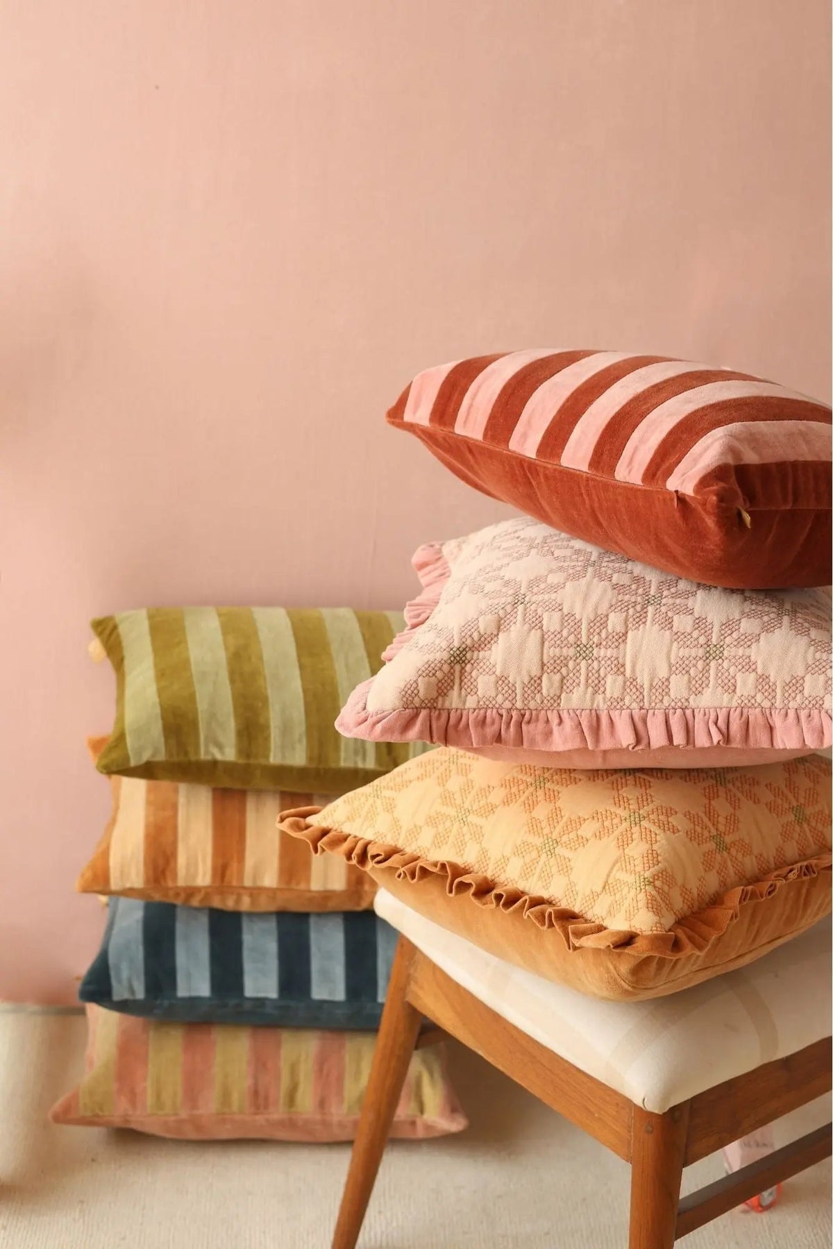 Holly Rhubarb Striped Oblong Cushion Cover SanctuaryLiving