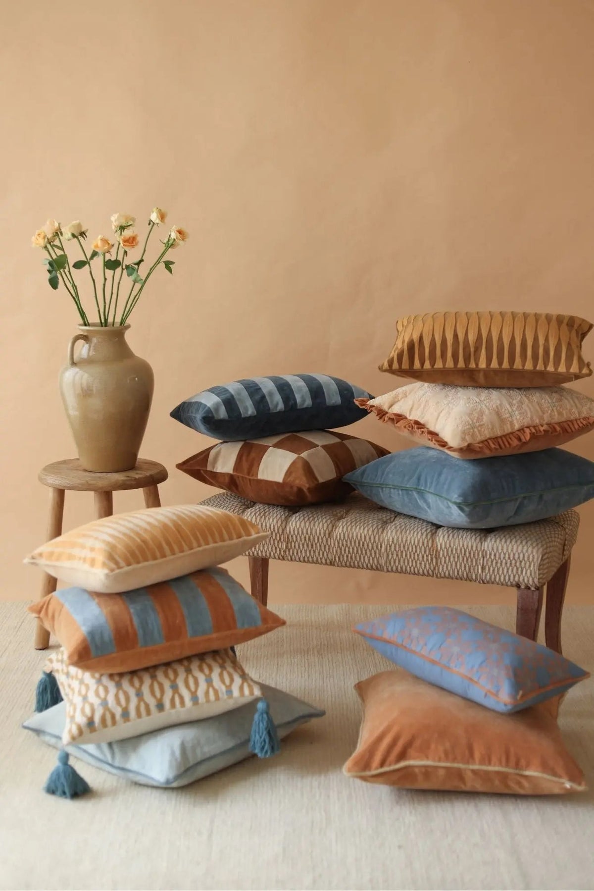 Holly Azure Striped Oblong Cushion Cover SanctuaryLiving