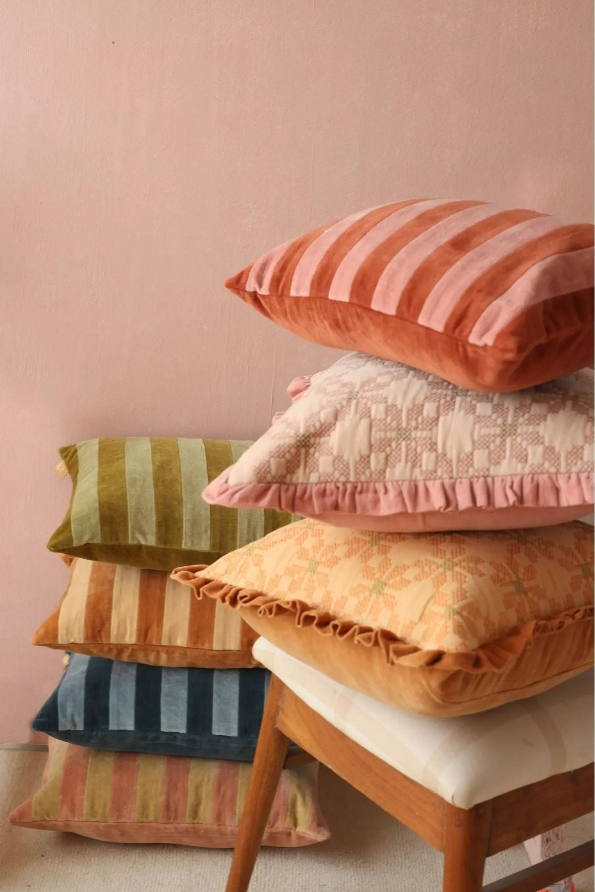 Holly Apricot Striped Oblong Cushion Cover SanctuaryLiving