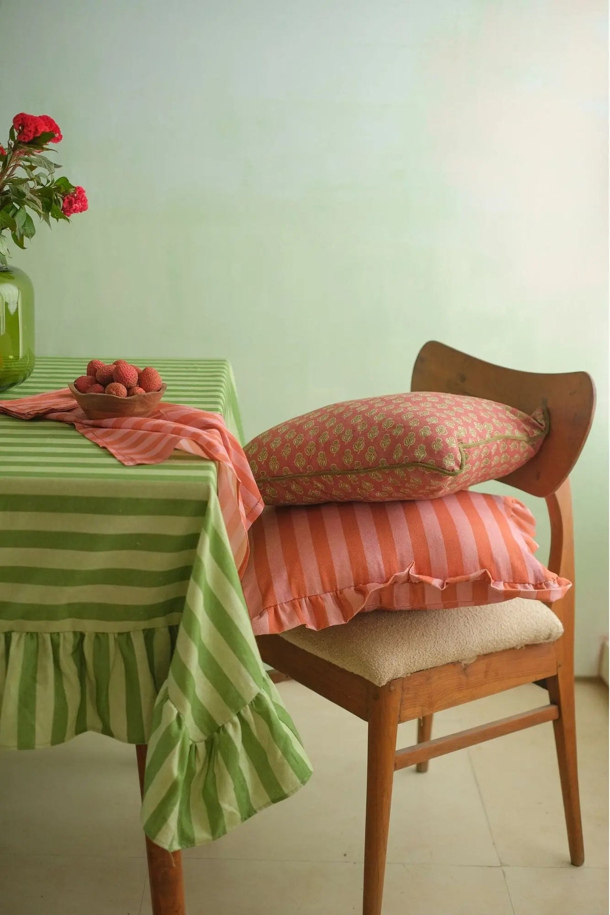 Cushion Cover | Linea Ruffle Dusty Rose Cotton Cushion Cover by Sanctuary Living