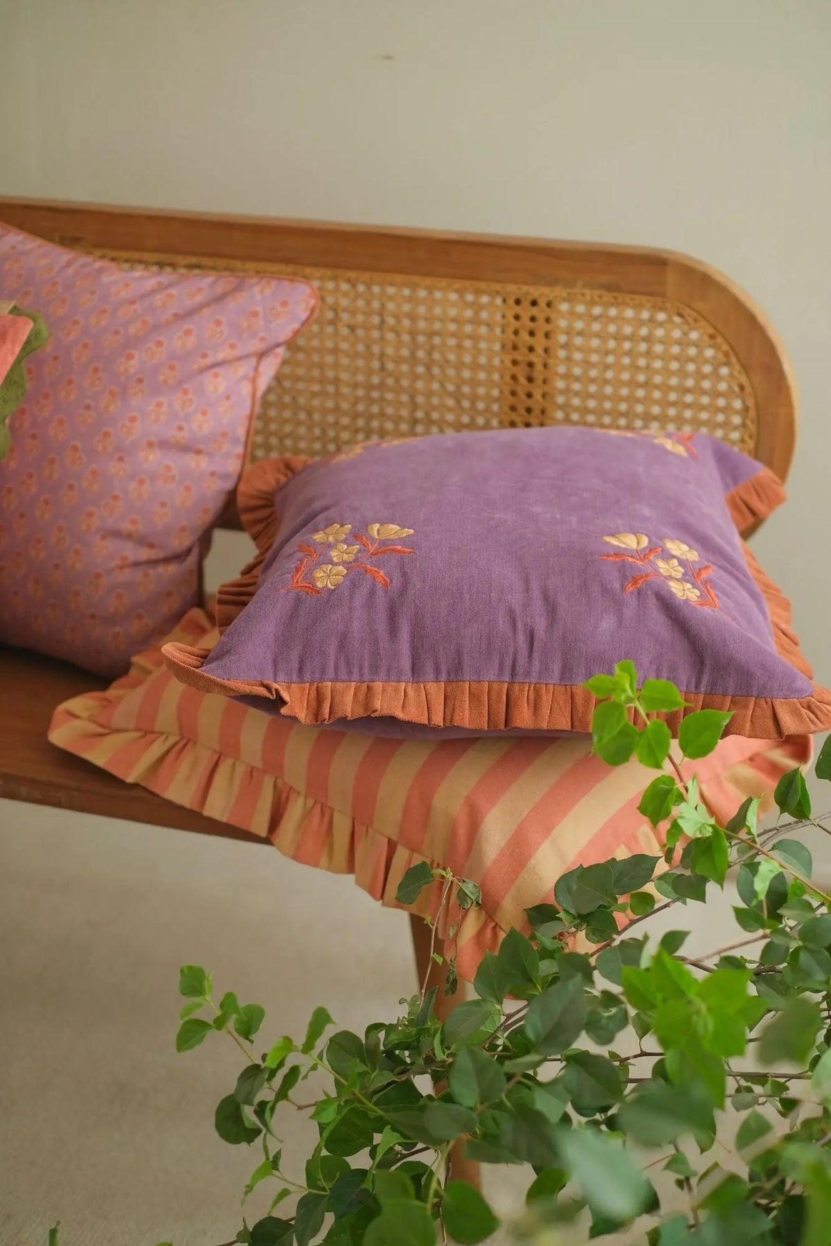Cushion Cover | Linea Ruffle Amber Cotton Cushion Cover by Sanctuary Living