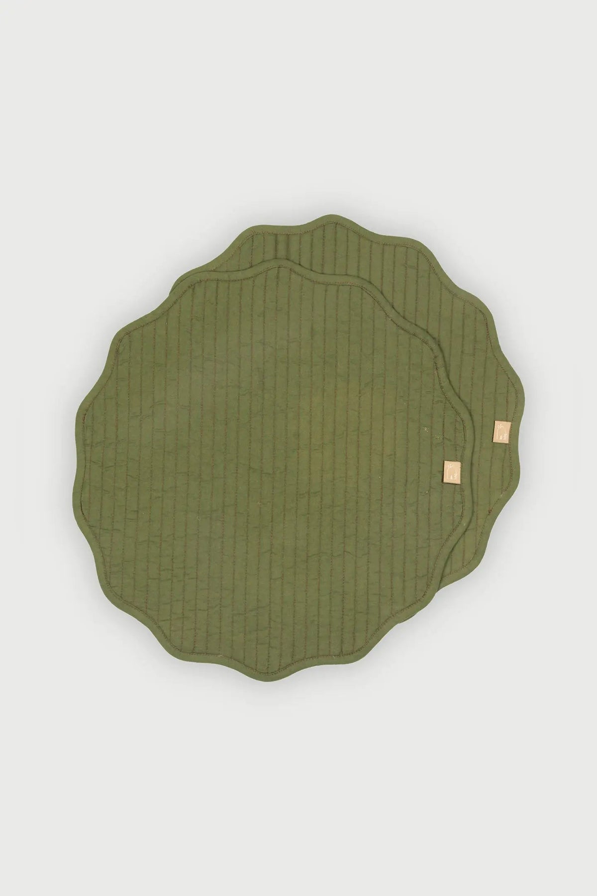 Table Mat | Viola Scallop Carmine Quilted Round Table Mats-Set of 2 by Sanctuary Living