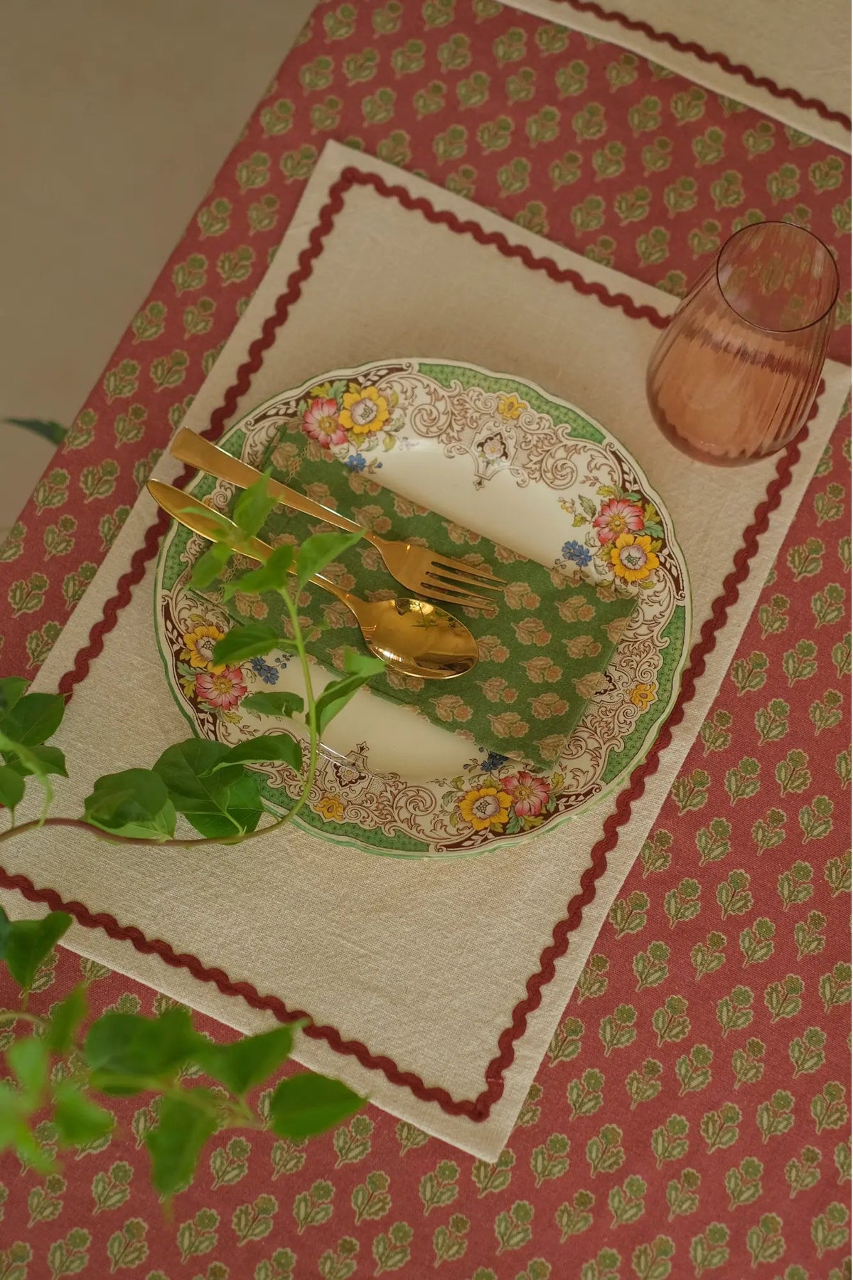 Table Mat | Clara Carmine Cotton Table Mats-Set of 2 by Sanctuary Living