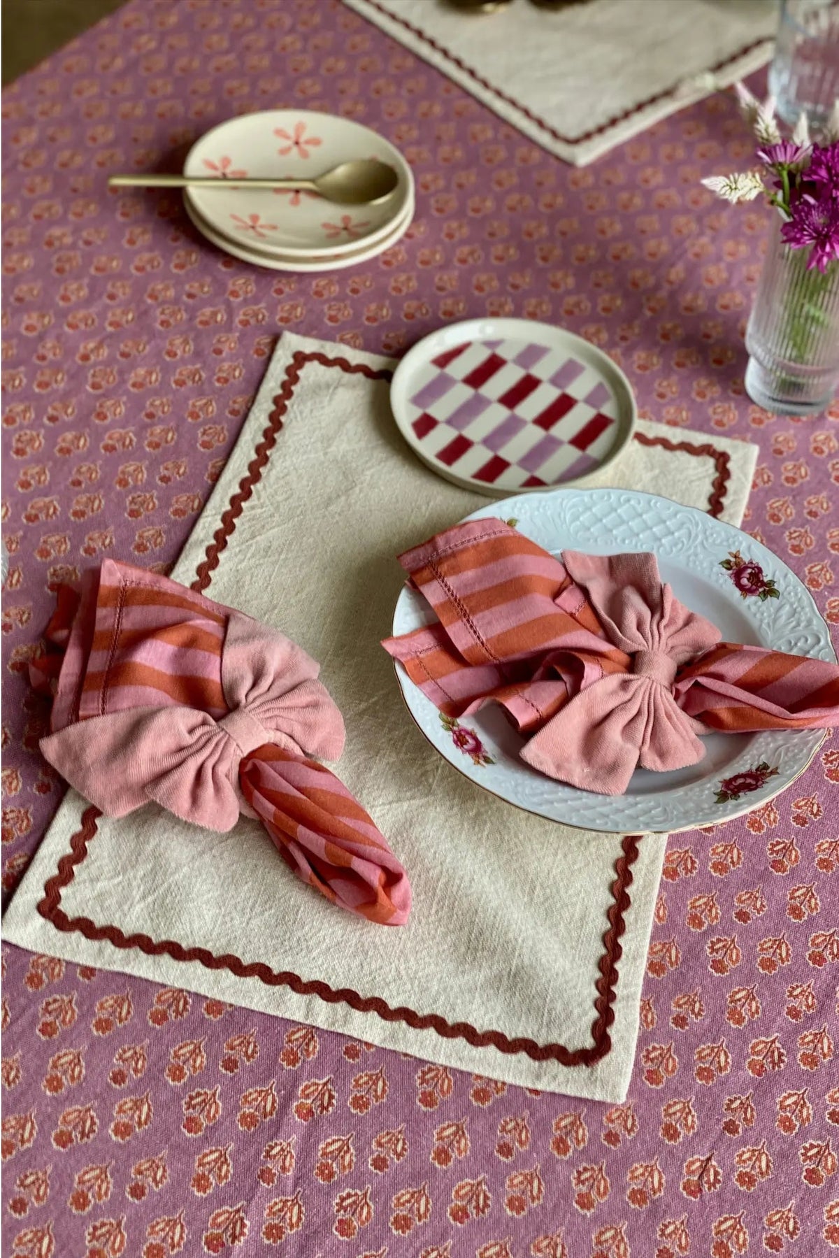 Table Mat | Clara Carmine Cotton Table Mats-Set of 2 by Sanctuary Living