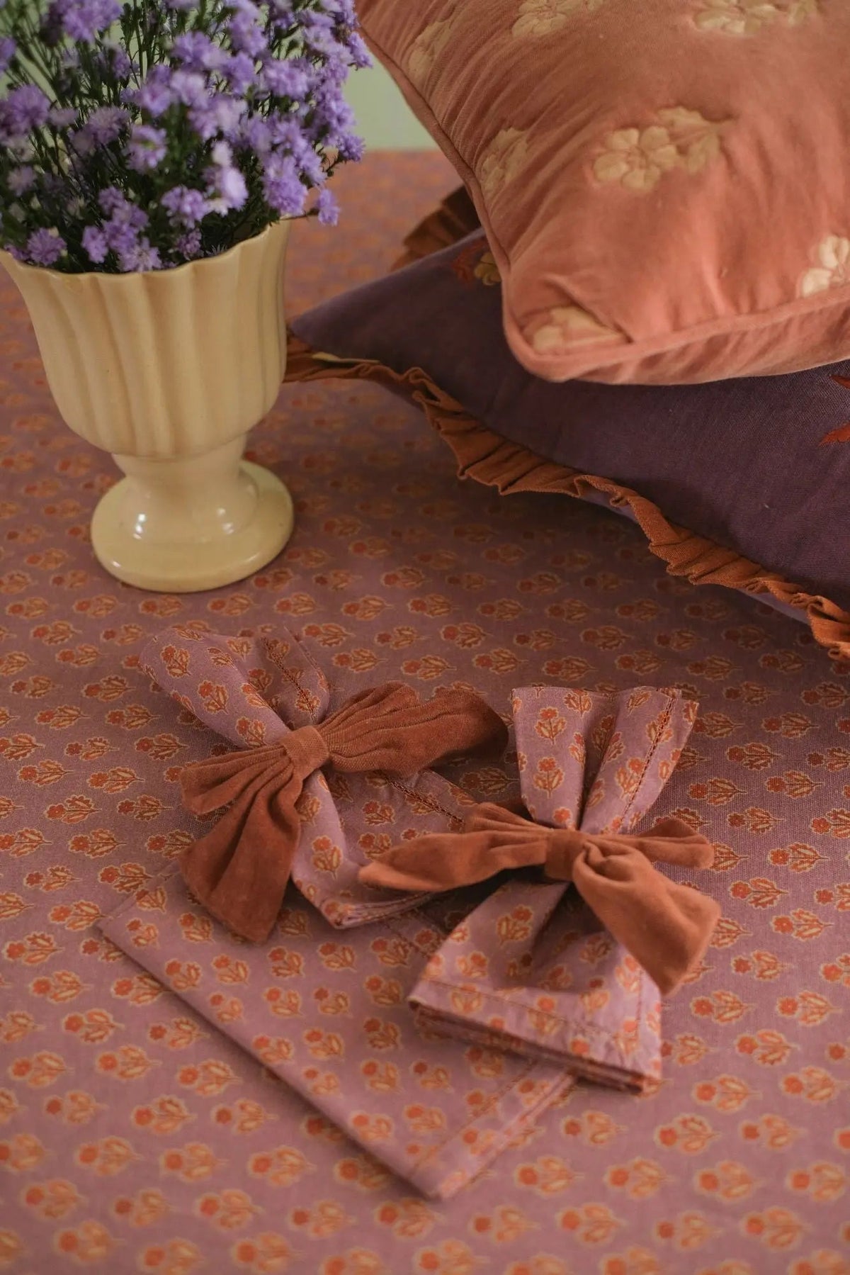 Table Napkin | Viola Lavender Cotton Table Napkins-Set of 6 by Sanctuary Living