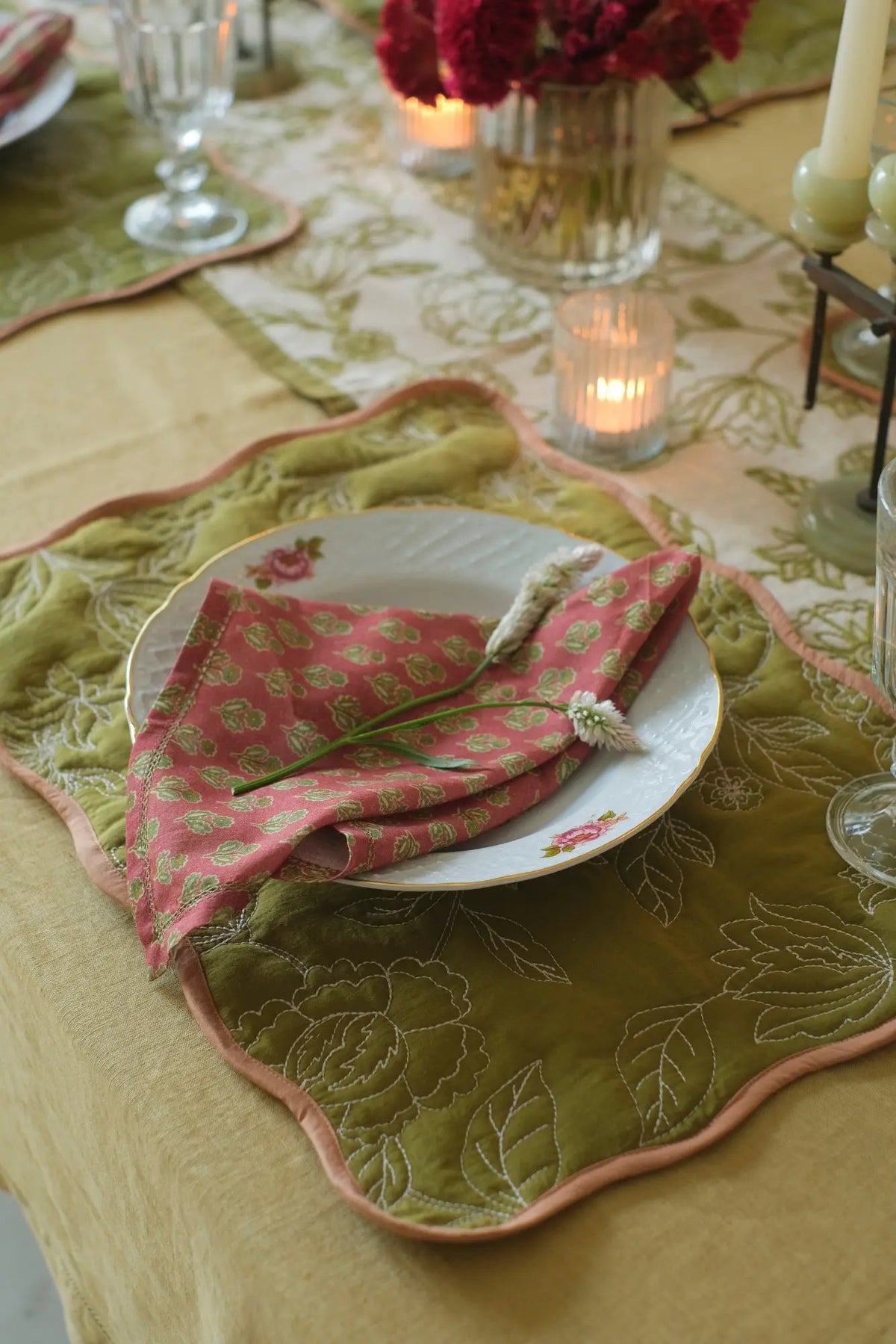 Table Napkin | Viola Carmine Cotton Table Napkins-Set of 6 by Sanctuary Living