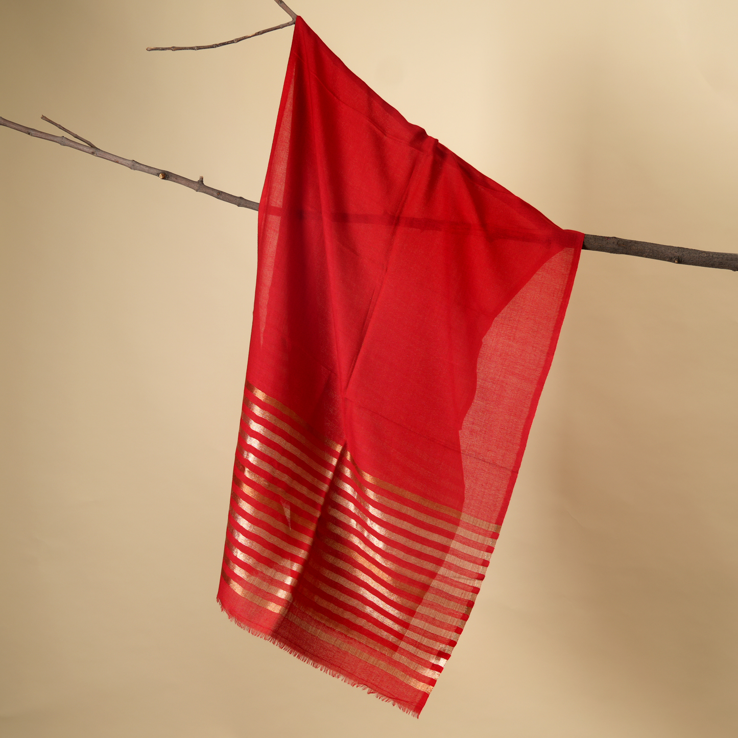 Scarf | Wool Blend Zari Festive Formal | Red