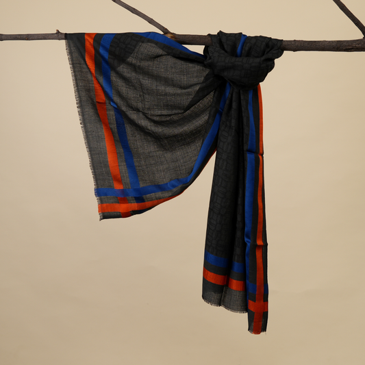 Scarf | Wool Silk Unisex | Maroon Orange