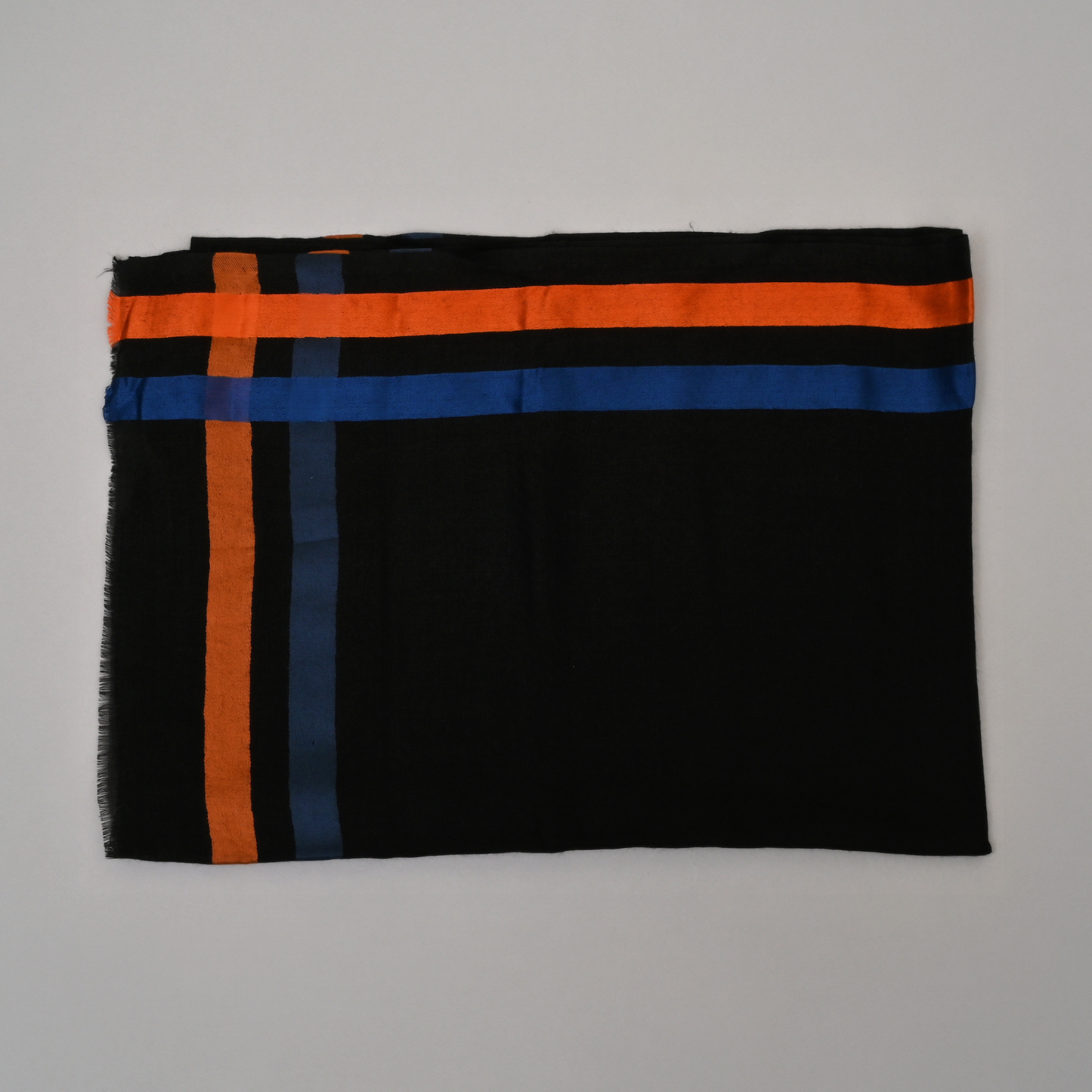 Scarf | Wool Silk Unisex | Black Blue Orange