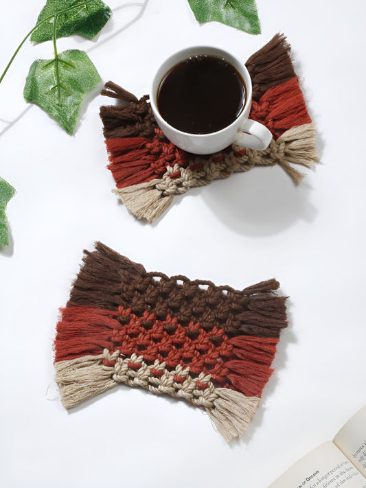 Artisanal Square Table Coasters – Hand-knotted Coasters - 2pc