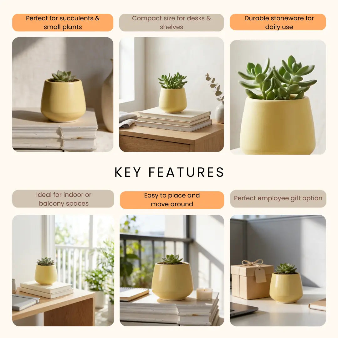 Stoneware Yellow Planter | Small