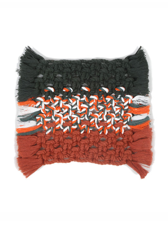 Black and Rust Braided Coasters – Textured Cotton – 2-Piece Set
