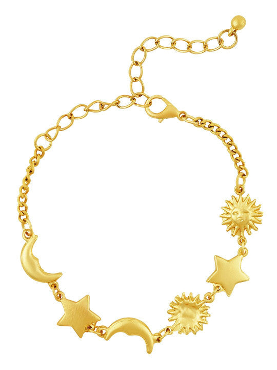 Gold-Tone Charm Bracelet – Alloy Material, Lobster Closure