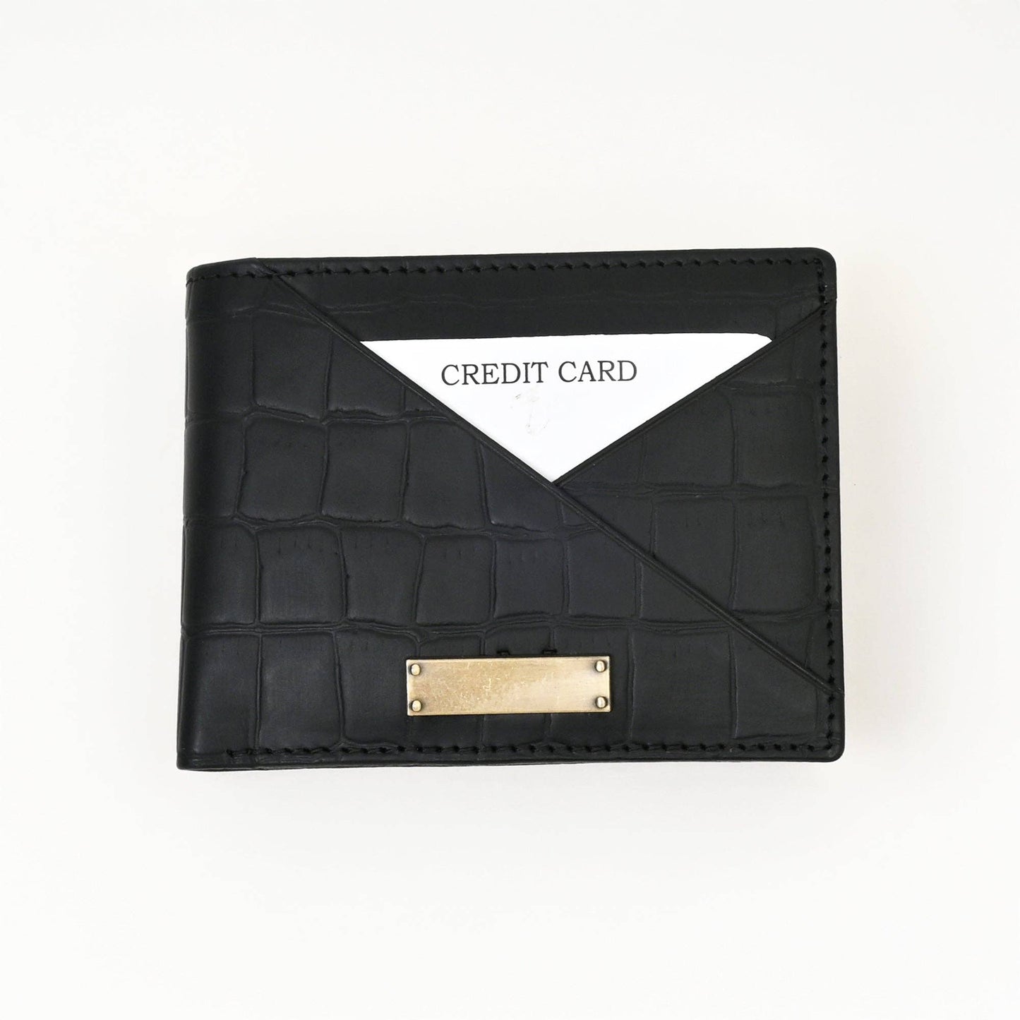 Premium Croc-Look Wallet , Black Napa Men’s Coin Pocket