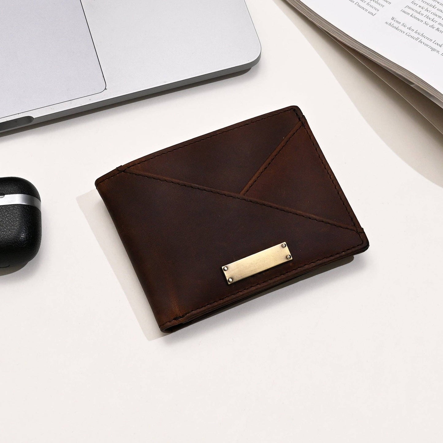 Green Full Grain Leather Wallet with Coin Pocket for Men