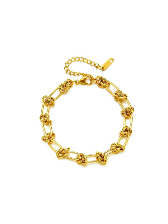 Accent Chain Bracelet – Gilded Steel with Knot Detail